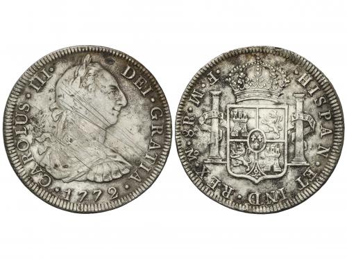 CARLOS III. 8 Reales. 1772. MÉXICO. M.F. 26,54 grs. Ceca y e