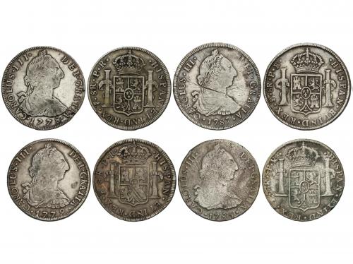 CARLOS III. Lote 4 monedas 8 Reales. 1778, 1779, 1785 y 1787