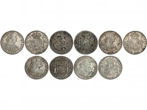 CARLOS IV. Lote 5 monedas 8 Reales. 1797 a 1807. MÉXICO. 179