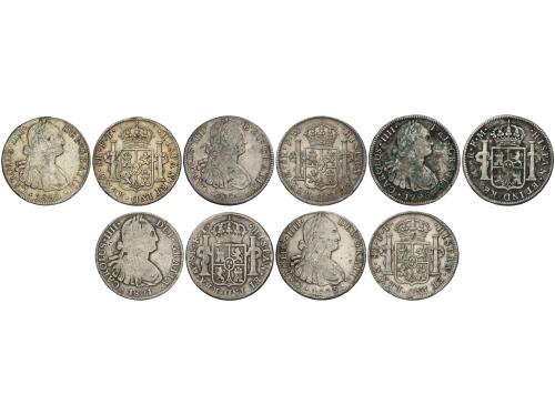 CARLOS IV. Lote 5 monedas 8 Reales. 1796 a 1803. MÉXICO. 179