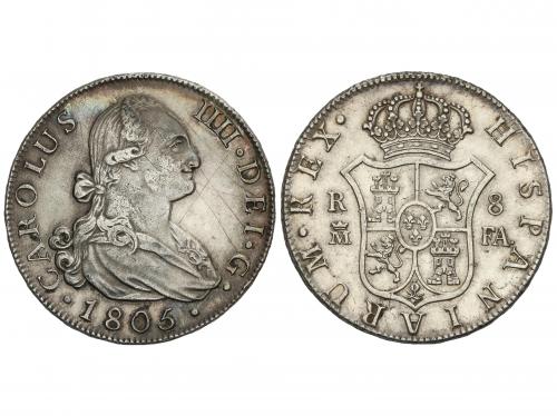 CARLOS IV. 8 Reales. 1805. MADRID. F.A. 27,1 grs. Pátina en 