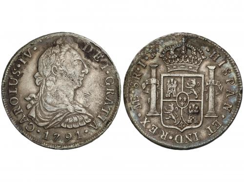 CARLOS IV. 8 Reales. 1791. LIMA. I.J. 26,76 grs. Busto de Ca