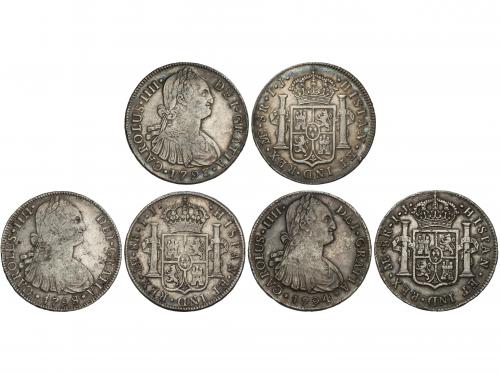 CARLOS IV. Lote 3 monedas 8 Reales. 1793, 1794 y 1798. LIMA.