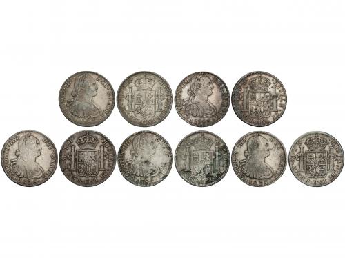 CARLOS IV. Lote 5 monedas 8 Reales. 1793, 1794, 1797, 1805 y