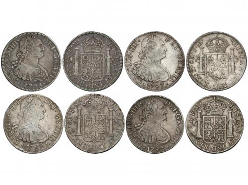 CARLOS IV. Lote 4 monedas 8 Reales. 1793, 1794, 1797 y 1799.