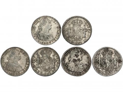 CARLOS IV. Lote 3 monedas 8 Reales. 1797, 1806 y 1807. MÉXIC