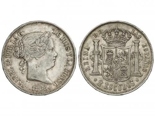 ISABEL II. 2 Escudos. 1868 (*18-68). MADRID. 25,74 grs. (Gol