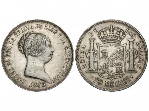 ISABEL II. 20 Reales. 1855. MADRID. 25,82 grs. AC-597. MBC+.