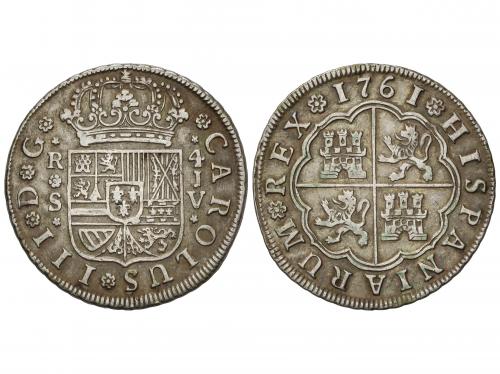 CARLOS III. 4 Reales. 1761. SEVILLA. J.V. 13,20 grs. AC-977.