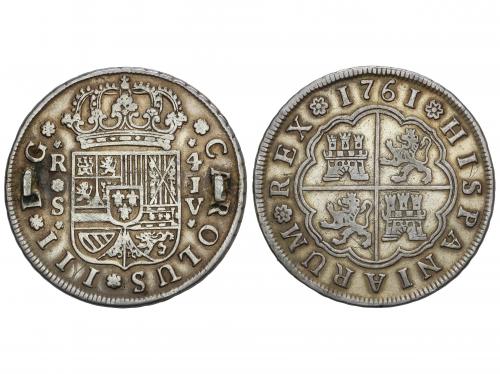 CARLOS III. 4 Reales. 1761. SEVILLA. J.V. 13,12 grs. Sobredo