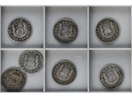 FERNANDO VI. Lote 7 monedas 2 Reales. 1748 a 1757. MÉXICO. C