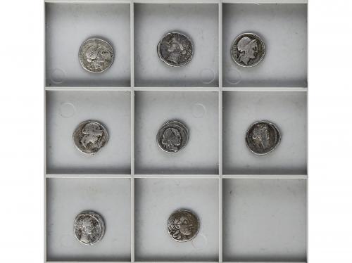 REPÚBLICA ROMANA. Lote 8 monedas Denario. AEMILIA, CLAUDIA (