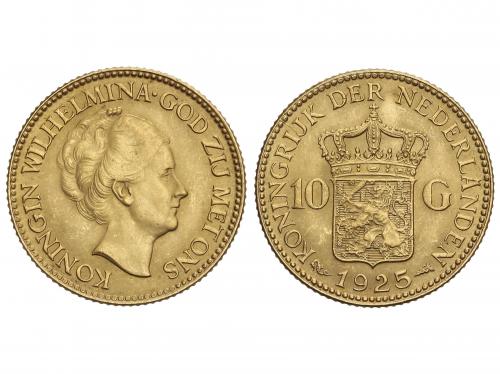 HOLANDA. 10 Gulden. 1925. WILHELMINA I. 6,71 grs. AU. Fr-351