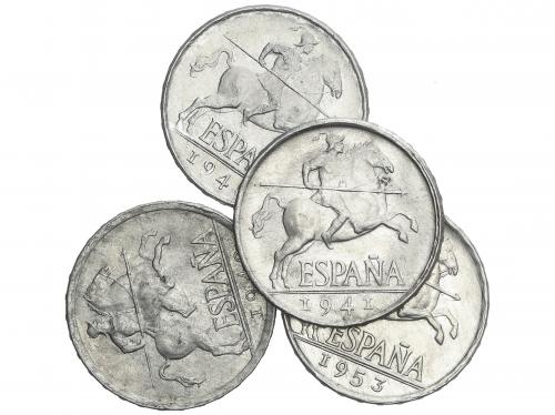 ESTADO ESPAÑOL. Serie 4 monedas 5 Céntimos. 1940, 1941, 1945