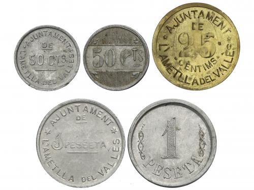 EMISIONES LOCALES GUERRA CIVIL. Serie 5 monedas 25 y 50 (2) 