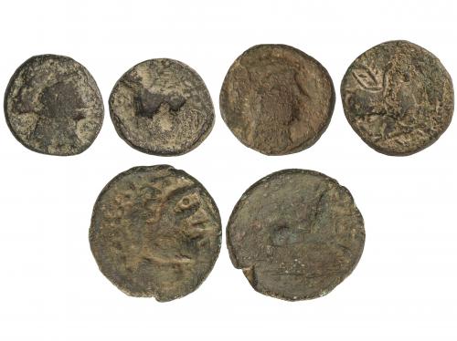 MONEDAS HISPÁNICAS. Lote 3 monedas Semis. 150-100 a.C. SISAP