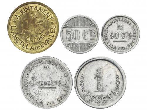 EMISIONES LOCALES GUERRA CIVIL. Serie 5 monedas 25, 50 Cènti