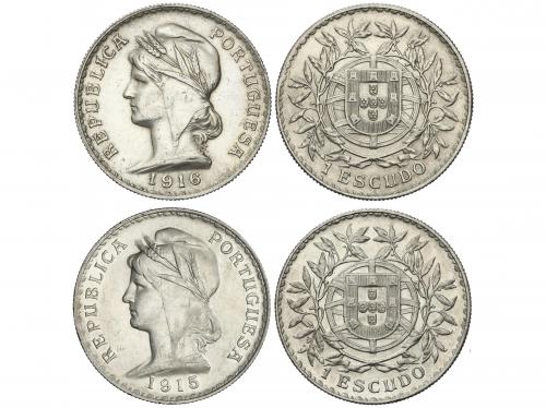 PORTUGAL. Lote 2 monedas 1 Escudo. 1915 y 1916. REPUBLICA. A