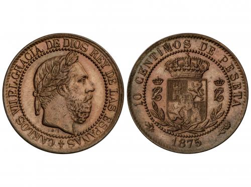 CARLOS VII Pretendiente. 10 Céntimos. 1875. BRUSELAS. AE. An