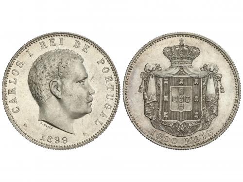 PORTUGAL. 1.000 Reis. 1899. CARLOS I. 24,99 grs. AR. (Leves 