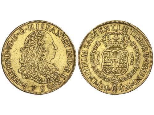 FERNANDO VI. 8 Escudos. 1752. LIMA. J. 26,95 grs. (Pequeña g