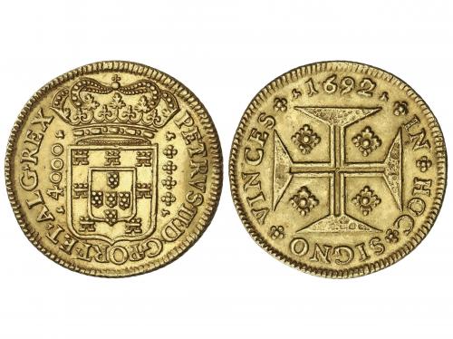 PORTUGAL. 4.000 Reis. 1692. PEDRO II. 10,71 grs. AU. ESCASA.