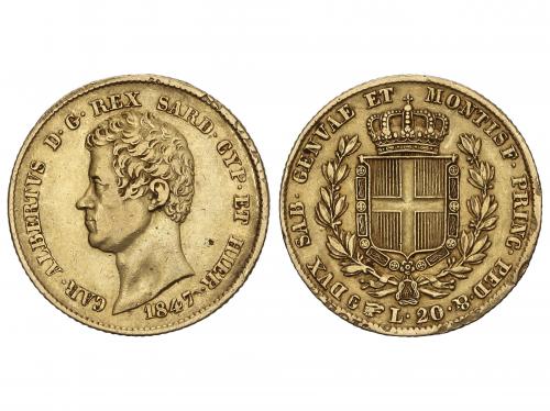 ESTADOS ITALIANOS. 20 Lire. 1847-P. CARLOS ALBERTO. CERDEÑA.