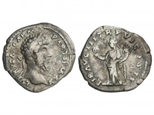 IMPERIO ROMANO. Denario. Acuñada el 165-169 d.C. LUCIO VERO.
