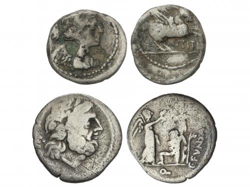 REPÚBLICA ROMANA. Lote 2 monedas Quinario. 101 y 90 a.C. FUN
