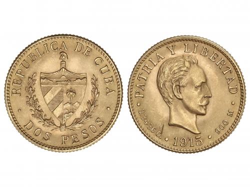 CUBA. 2 Pesos. 1915. 3,35 grs. AU. José Martí. Brillo origin