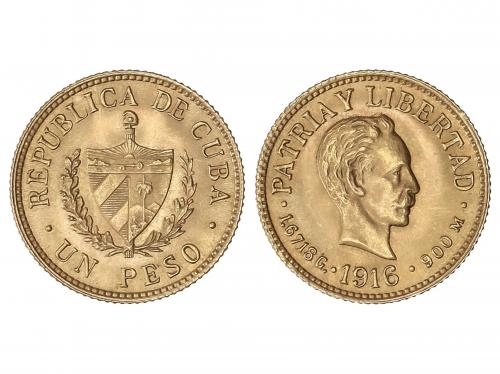 CUBA. 1 Peso. 1916. 1,68 grs. AU. José Martí. Brillo origina