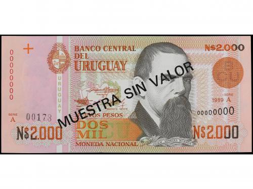 BILLETES EXTRANJEROS. Specimen 2.000 Nuevos Pesos. 1989. URU