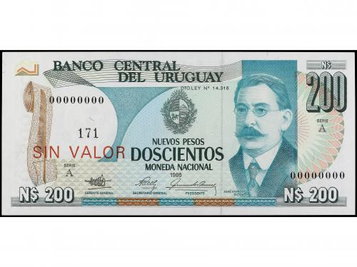 BILLETES EXTRANJEROS. Specimen 200 Nuevos Pesos. 1986. URUGU