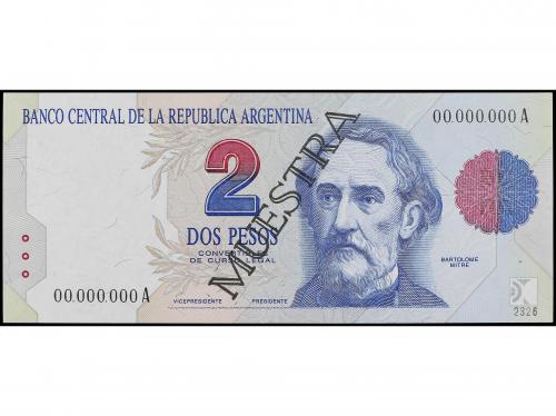 BILLETES EXTRANJEROS. Specimen 2 Pesos. ARGENTINA. Bartolome