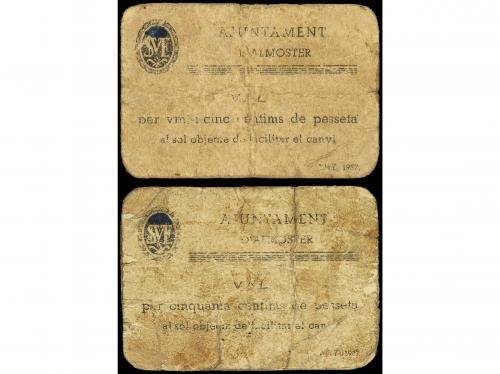 CATALUNYA. Lote 2 billetes 25 y 50 Cèntims. 1937. Aj. d´ ALM