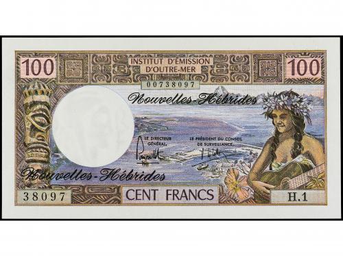 BILLETES EXTRANJEROS. 100 Francs. (1975). NUEVAS HEBRÍDAS. P