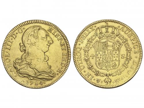CARLOS III. 4 Escudos. 1784. MÉXICO. F.M. 13,35 grs. Ceca y 