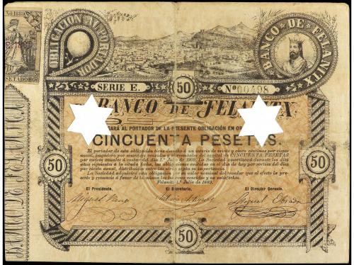 ANTIGUOS. Obligación de 50 Pesetas. 1 Julio 1889. BANCO DE F