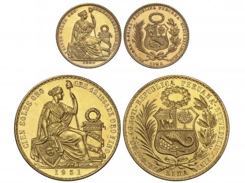 PERÚ. Lote 2 monedas 20 y 100 Soles. 1951 y 1965. LIMA. 9,33