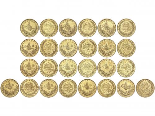 TURQUÍA. Lote 13 monedas 100 Kurush. 1277, 1293 y 1327 d.H. 