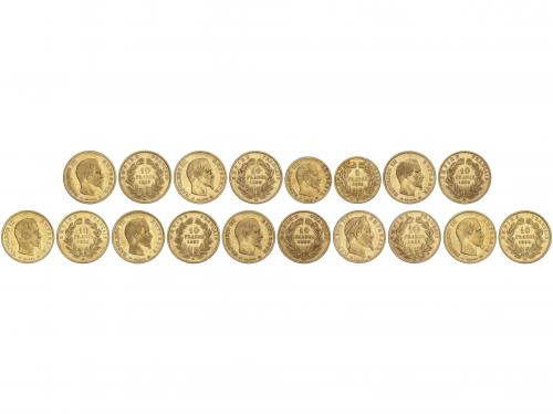 FRANCIA. Lote 9 monedas 5 y 10 Francs (8). 1855. NAPOLEÓN II
