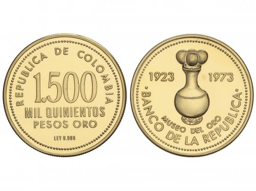 COLOMBIA. 1.500 Pesos. 1973. 19,06 grs. AU. 50 Aniversario d