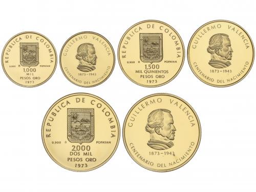 COLOMBIA. Serie 3 monedas 1.000, 1.500 y 2.000 Pesos. 1973. 
