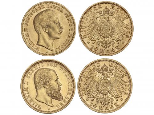ESTADOS ALEMANES. Lote 2 monedas 10 Mark. 1903-A. PRUSSIA y 