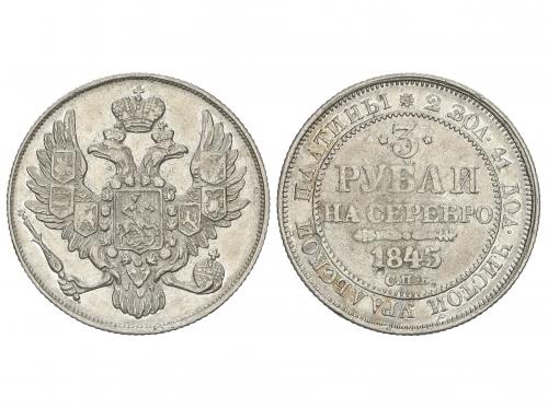 RUSIA. 3 Roubles. 1843-C[[c7a1]]. NICHOLAS I. SAINT PETERSB