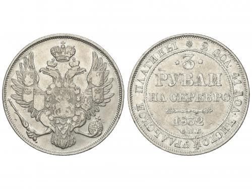 RUSIA. 3 Roubles. 1832-C[[c7a1]]. NICHOLAS I. SAINT PETERSB