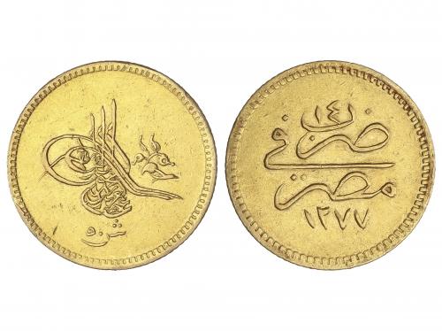 EGIPTO. 50 Qirsh (1/2 Pound). 1277 d.H./14 (1873 d.C.). ABDU