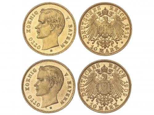 ESTADOS ALEMANES. Lote 2 monedas 10 Mark. 1909-D y 1912-D. O