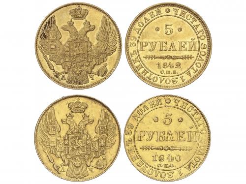 RUSIA. Lote 2 monedas 5 Roubles. 1840-C[[c7a1]]y 1842-C[[