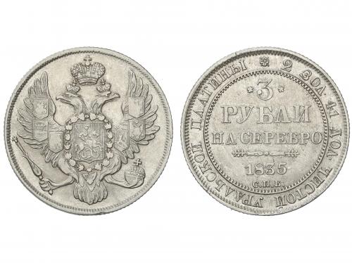 RUSIA. 3 Roubles. 1835-C[[c7a1]]. NICHOLAS I. SAINT PETERSB